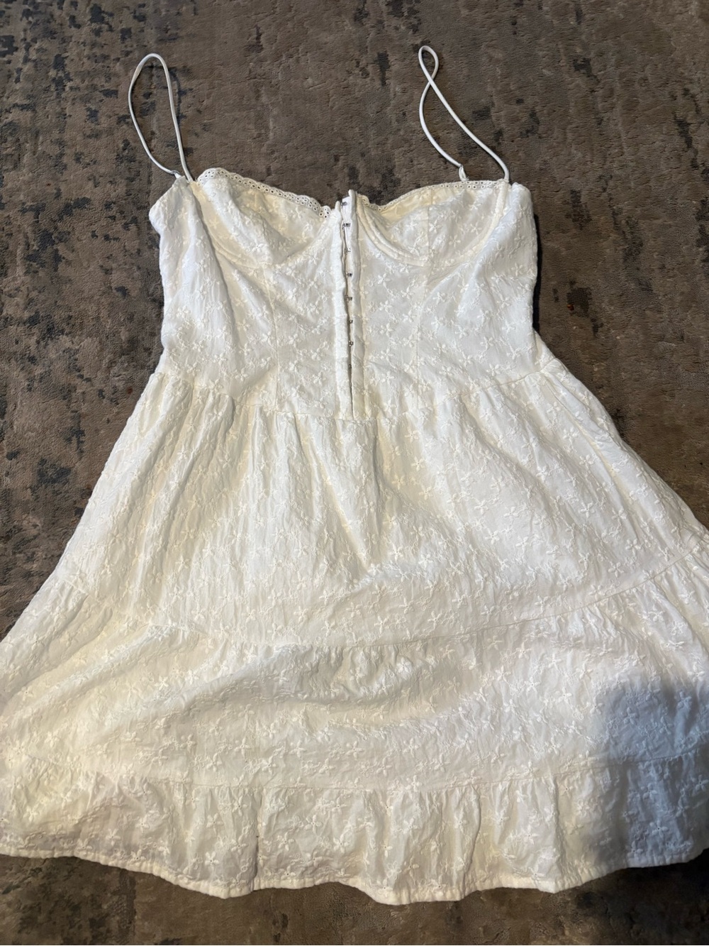 White Lace Spaghetti-Strap Mini Dress